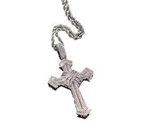 SDFXCDR mens necklace Shiny Ice Crystal Zircon Christian Cross Pendant Men and Women Hip Hop Trend Jewelry Catholic Amulet Necklace teachers gifts