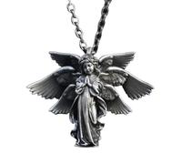 SDFXCDR mens necklace Silver Plated Seraphim Prayer Pendant Little Boy Necklace Men Women Fashion Protection Amulet Jewelry Birthday Gift teachers gifts