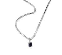 SDFXCDR mens necklace Simple Silver Color Cuban Chain Thick Chain Inlaid Lucky Blue Zircon Pendant Sweater Chain Fashion Women's Necklace teachers gifts