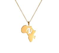 SDFXCDR men's necklace，Stainless Africa Map Necklace African Element GYE NYAME Tattoo Pattern Adinkra Symbol Necklace For Men And Women