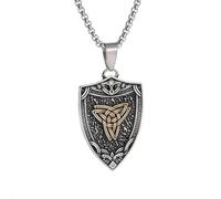 SDFXCDR men's necklace，Style Trinity Celtic Knot Shield Pendant Witch Knot Necklace Men Women Irish Protection Amulet Jewelry