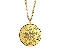SDFXCDR men's necklace，Tetragrammaton Pentacle Necklace Magical Pentagram Protection Amulet Ancient Power Name of God Jewelry