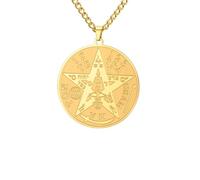 SDFXCDR men's necklace，Tetragrammaton Pentacle Necklace Protection Magical Amulet Wicca Jewelry Ancient Power Name of God Stainless Steel