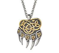 SDFXCDR mens necklace Viking Celtic Wolf Claw Necklace Men Norse Rune Bear Claw Self-defense Amulet Genuine Leather Jewelry teachers gifts