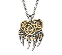 SDFXCDR mens necklace Viking Celtic Wolf Claw Necklace Men Norse Rune Bear Claw Self-defense Amulet Genuine Leather Jewelry teachers gifts