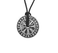 SDFXCDR men's necklace，Viking Compass Rune Necklace Adjustable Wax Rope Double-sided Celtic Knot Pendant Men Boy Amulet Jewelry