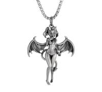 SDFXCDR mens necklace Vintage Engraved Demon Batgirl Pendant Necklace for Men Fashion Anime Style Jewelry Gift teachers gifts