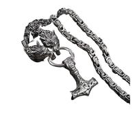 SDFXCDR mens necklace Vintage Nordic Celtic Wolf Head Necklace Heavy Byzantine Chain Pendant Men's Amulet Jewelry Gift teachers gifts