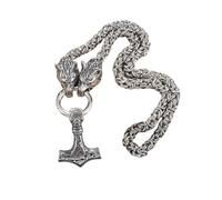 SDFXCDR mens necklace Vintage Nordic Celtic Wolf Head Necklace Heavy Byzantine Chain Pendant Men's Amulet Jewelry Gift teachers gifts