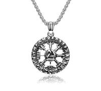 SDFXCDR mens necklace Vintage Norse Runes Vegvisir Compass Pendant Necklace Men Viking Valknut Necklace Scandinavian Jewelry teachers gifts