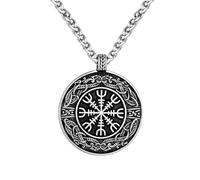 SDFXCDR mens necklace Vintage Ouroboros Vikings Rune Compass Necklace Men Norse Amulet Pendant Genuine Leather Chain Icelandic Jewelry teachers gifts