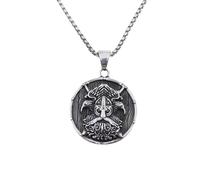 SDFXCDR mens necklace Vintage Vikings Raven Warrior Pendant Necklace For Men Nordic Odin Amulet Necklaces Biker Jewelry Gift teachers gifts