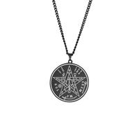 SDFXCDR men's necklace，Witchcraft Tetragrammaton Pentacle Necklace Chain Pentagram Protection Magical God Name Amulet Jewelry