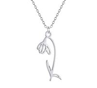 SDFXCDR Men's necklace women 12 Birth Month Flower Pendant Necklaces For Women Snowdrop Choker Jewelry Wedding Birthday Gift