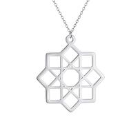 SDFXCDR Men's necklace women 8 Points Star Mandala Pendant Octagram Necklace Sacred Geometry Charm Octagram Mandala Jewelry