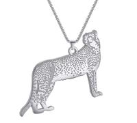 SDFXCDR Men's necklace women Cheetah Leopard Pendant Necklace For Men Women Hip Hop Fastest Land Animal Pandent Neck Chain Jewelry Accessory