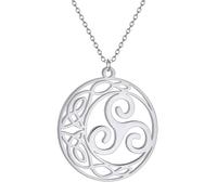 SDFXCDR Men's necklace women Crescent Moon Triple Spiral Trinity Knot Pendant Necklace For Women Jewelry Celtics Triskele Triskelion