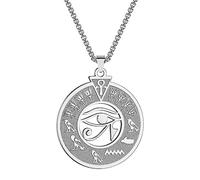 SDFXCDR Men's necklace women Egypt Hieroglyph Cartouche Necklace with Semi Precious Stone Chain Eye of Ra Necklace