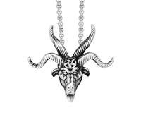 SDFXCDR Men's necklace women Fashion Goat Head Pendant Necklace For Men Vintage Punk Pentagram Pan God Skull Necklaces Amulet Jewelry Gifts