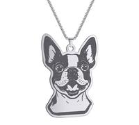 SDFXCDR Men's necklace women Handmade Boston Terrier Pendant Necklace For Women Men Choker Lovely Dog Animal Necklace
