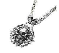 SDFXCDR Men's necklace women Heavy Bicycle Chain Skull Necklace Motorcycles Engine Metal Pendant Jewelry Motor Biker Skull Men necklace