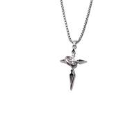 SDFXCDR Men's necklace women Japanese And Korean Minimalist Fashion Cross Necklace With Ring, Men And Women Trend Hip-Hop Personality, Couple Pendant, Access