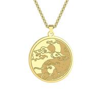 SDFXCDR Men's necklace women Kinital exquisite laser carving ancient Egypt Yin Yang night moon lover pendant fashion jewelry necklace