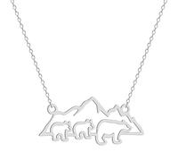 SDFXCDR Men's necklace women Kintal exquisite Mama and 2 Baby Bear Pendant Festoon Bear Pendant Baby Shower jewelry gift girlfriend