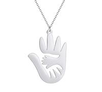 SDFXCDR Men's necklace women Mom And Baby Holding Hands Pendant Necklace Women Mother Daughter Necklace Trendy Jewelry