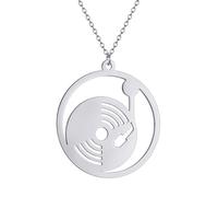 SDFXCDR Men's necklace women Music Song Theme Record Pendant Jewelry Gift For Music Lover Musical Jewelry Jazz Rock Band Necklace