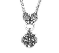 SDFXCDR Men's necklace women New Vintage Viking Odin Warrior Raven Pendant Necklace Punk Domineering Wolf Head Chain Fashion Men Jewelry