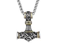 SDFXCDR Men's necklace women Norse Vikings Thor's Hammer Mjolnir Scandinavian Rune Amulet Necklace Chain Vegvisir Anchor Pendant Male Jewelry