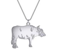 SDFXCDR Men's necklace women Punk Water Buffalo Pendant Necklace For Cool Men Women Long Chain Necklace Party Gift Hip Hop Jewelry