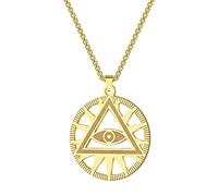 SDFXCDR men's necklaces All-Seeing-Eye of Providence Illuminati Pyramid Charm Necklace Round Pendant for Men Women Jewelry New thankyou teacher gifts