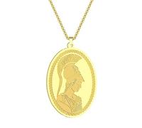 SDFXCDR men's necklaces Ancient Greek Goddess Athena Pendant Necklace for Men Women Steel Religious Medallion Charm Neck Chain Jewelry Collar thankyou teacher gifts