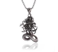 SDFXCDR men's necklaces Ancient Greek Goddess of Luck Snake Pendant Necklace for Men and Women Fashion Party Biker Punk Jewelry Gifts thankyou teacher gifts
