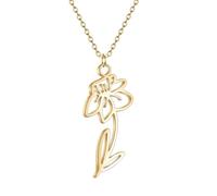 SDFXCDR men's necklaces Birth Month Flower Necklace Women Pendant Neck Chains Elegant Hollow Outline Floral Jewelry Gift thankyou teacher gifts
