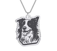 SDFXCDR men's necklaces Cartoon Fluffy Border Collie Pendant Choker Pet Animal Necklace For Women Jewelry Party Friend Gifts thankyou teacher gifts