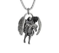 SDFXCDR men's necklaces Classic Silver Plated Angel of Mourning Pendant Redemption Angel Wings Necklace Men Women Amulet Trend Jewelry thankyou teacher gifts