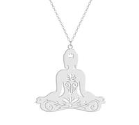 SDFXCDR men's necklaces Dainty Buddhist Yoga Pendant Necklace For Women Jewelry Amaste Zen Chakra Lotus Meditation Necklace thankyou teacher gifts