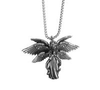 SDFXCDR men's necklaces Fashion Silver Plated Seraphim Pendant Good Luck Necklace Men and Women Amulets Prayer Jewelry Gifts for Girls thankyou teacher gifts