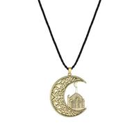 SDFXCDR men's necklaces Fashion Vintage Muslim Crescent Moon And Mosque Islamic Pendant Necklaces Men Charm Pendants Amulet Rune Jewelry thankyou teacher gifts