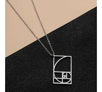 SDFXCDR men's necklaces Fibonacci Necklace Two Tone Finish Pendant Golden Ratio-Sacred Geometry Math Gift Graduation Teacher Gift thankyou teacher gifts