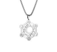 SDFXCDR men's necklaces Flower of Life Chakra Archangel Sacred Geometry Metatron Necklace Solomon Moon Pendant Men's Jewelry thankyou teacher gifts