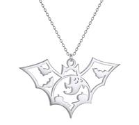 SDFXCDR men's necklaces Ghost Pumpkin Bats Charm Pendant White Painted Bat Charm Pendant Necklace Halloween Jewelry Making Supplies thankyou teacher gifts