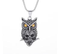 SDFXCDR men's necklaces Gothic Owl Skull Pendant Necklace Personality Men's Punk Retro Motorcycle Biker A Party Jewelry Accessories thankyou teacher gifts