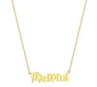 SDFXCDR men's necklaces Helpful Pendant Necklace for Friends Collegues Handmade Golden Necklace Choker Women English Letter Necklace Collier thankyou teacher gifts