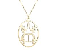SDFXCDR men's necklaces Hercules Beetle Laser Cut Pendant Necklace Raw Brass Oval Insect Charms for Men and Women thankyou teacher gifts