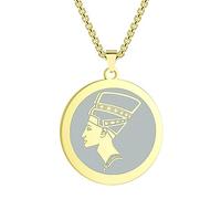 SDFXCDR men's necklaces HIP Hop Men Necklace Queen Nefertiti Pendant With Chain Ancient Egypt Head Portrait Choker Party Jewelry Black thankyou teacher gifts