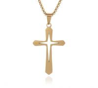 SDFXCDR men's necklaces Hollow Double Cross Pendant Christian Prayer Necklace for Men and Women Catholic Amulet Jewelry Gift thankyou teacher gifts